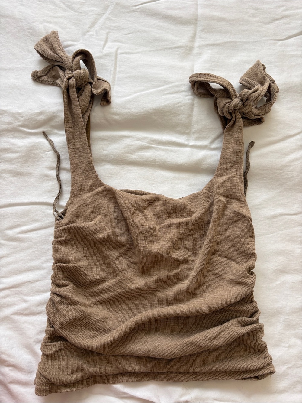 Shoulder-Tie Free People Tank Top - Tan